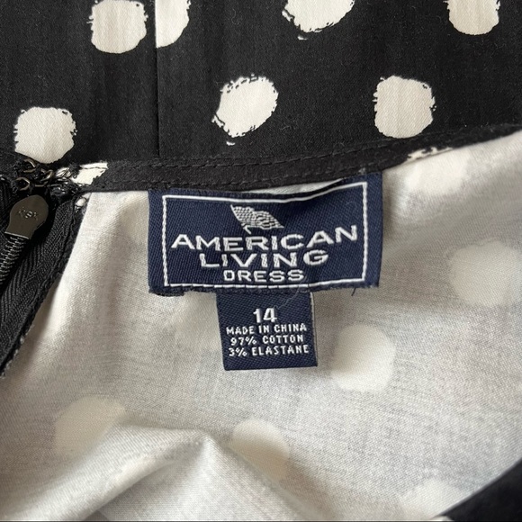 American Living women’s plus polka dot A-line tie front dress, 14 - Picture 3 of 7